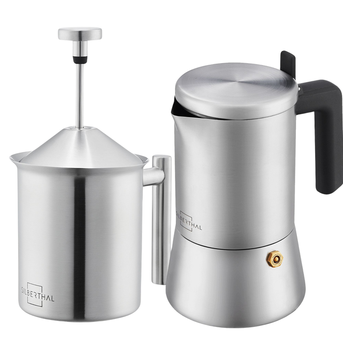 Espressokocher 6 Tassen mit Milchaufschäumer
