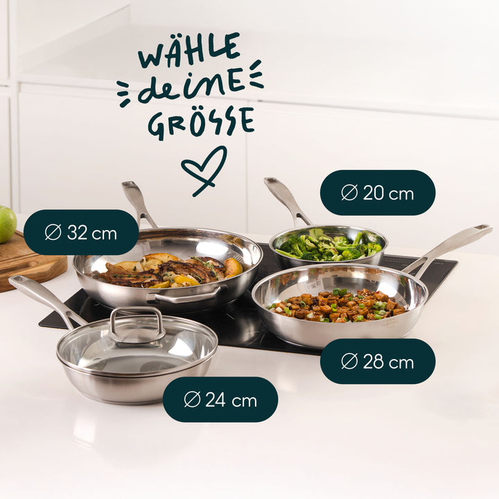 Edelstahlpfanne 28 cm Unbeschichtet