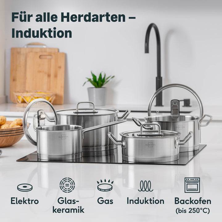 Pfannen & Topfset Unbeschichtet 14-teilig