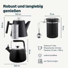 Teekanne mit Wasserkessel & Aufbewahrungsdose Set
