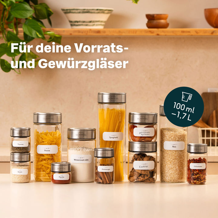 150 Vorratsgläser Etiketten eckig