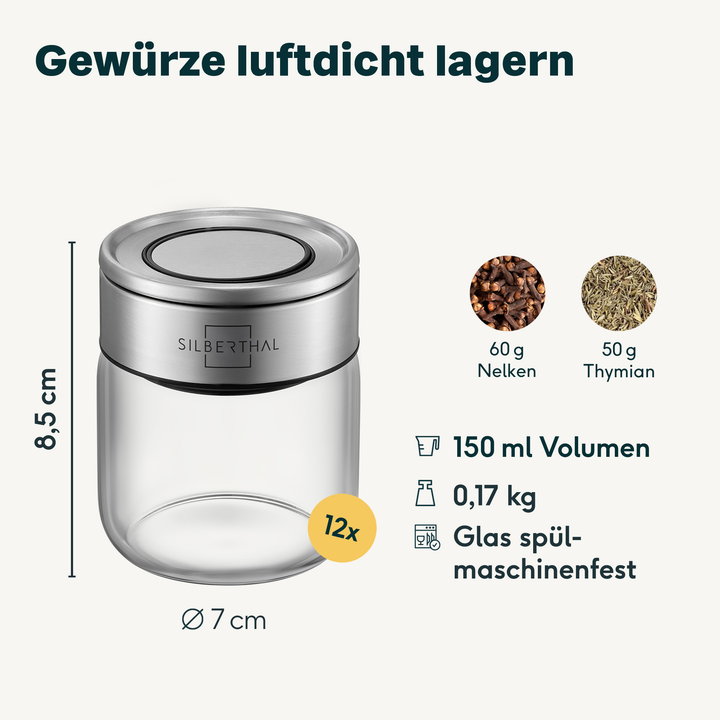 Gewürzgläser 150ml 12er Set