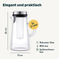 2x Glaskaraffen 2 Liter Set