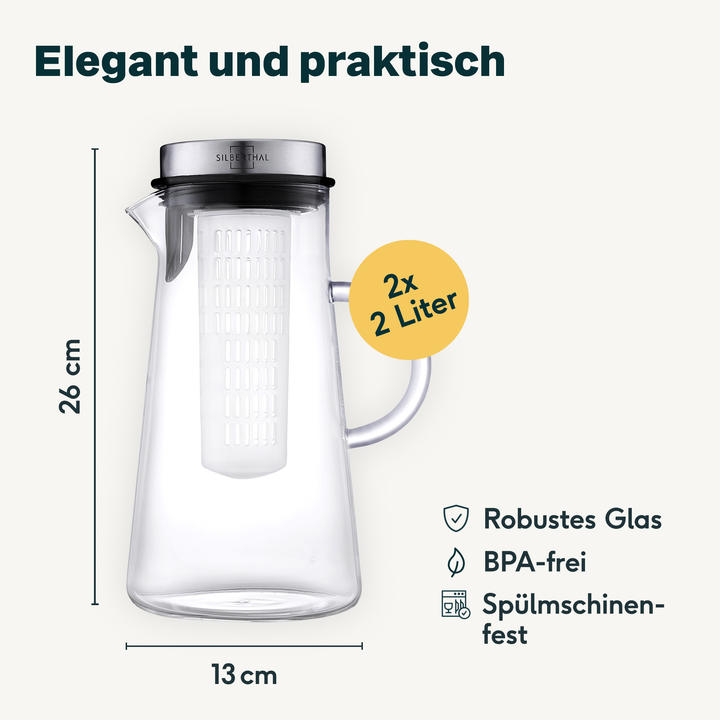 2x Glaskaraffen 2 Liter Set