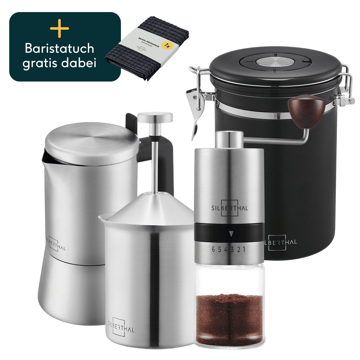 Espressokocher 6 Tassen Set 4-teilig