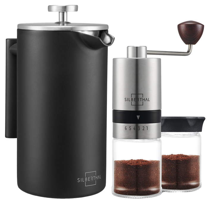 French Press mit Kaffeemühle