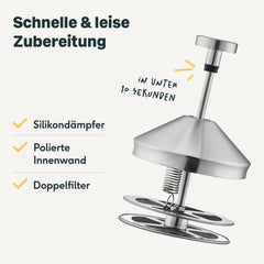 Espressokocher 6 Tassen mit Kaffeemühle & Milchaufschäumer