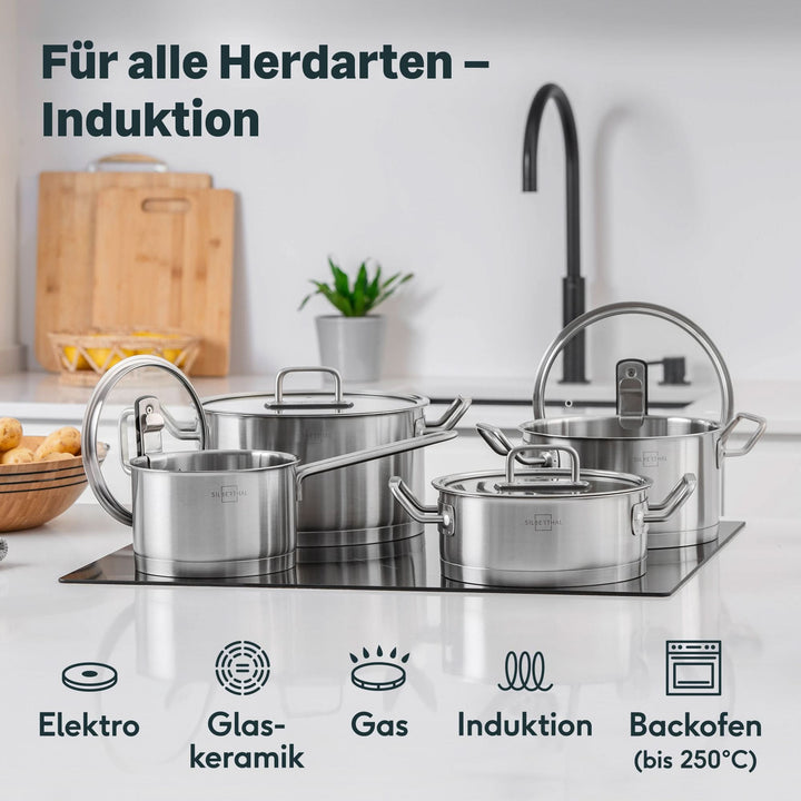 Pfannen & Topfset Unbeschichtet 12-teilig
