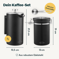 French Press + Kaffeedose Set
