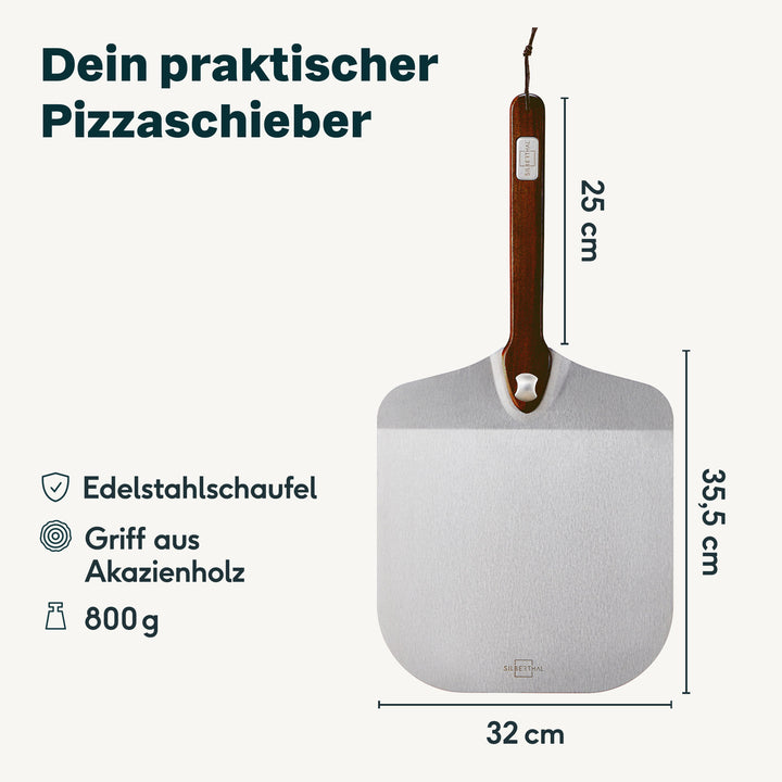 Pizzaschieber mit Wiegemesser Set