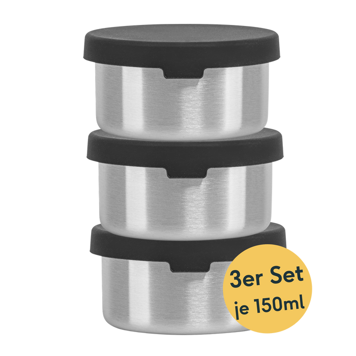 3x Mini-Dose aus Edelstahl Set