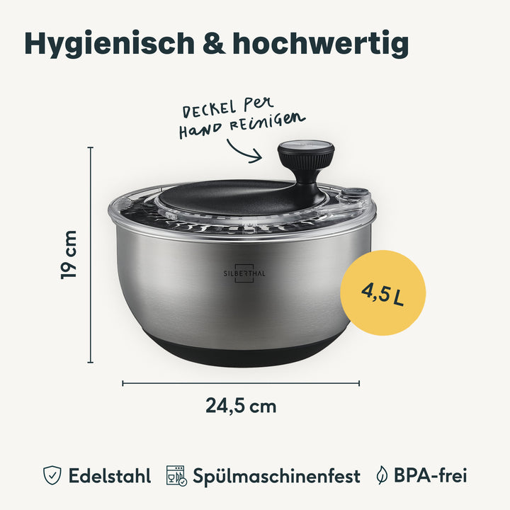 Salatschleuder aus Edelstahl