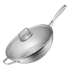 Wok 32 cm unbeschichtet aus Edelstahl mit Glasdeckel als Set