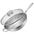 Wok 32 cm Set 3-teilig mit Glasdeckel und Abtropfgitter aus Edelstahl