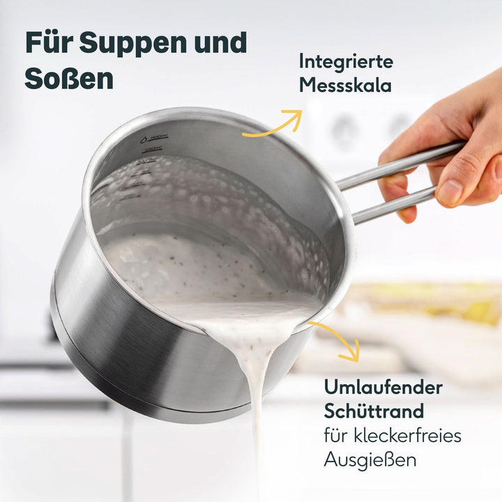 Stielkasserolle 16 cm mit Deckel