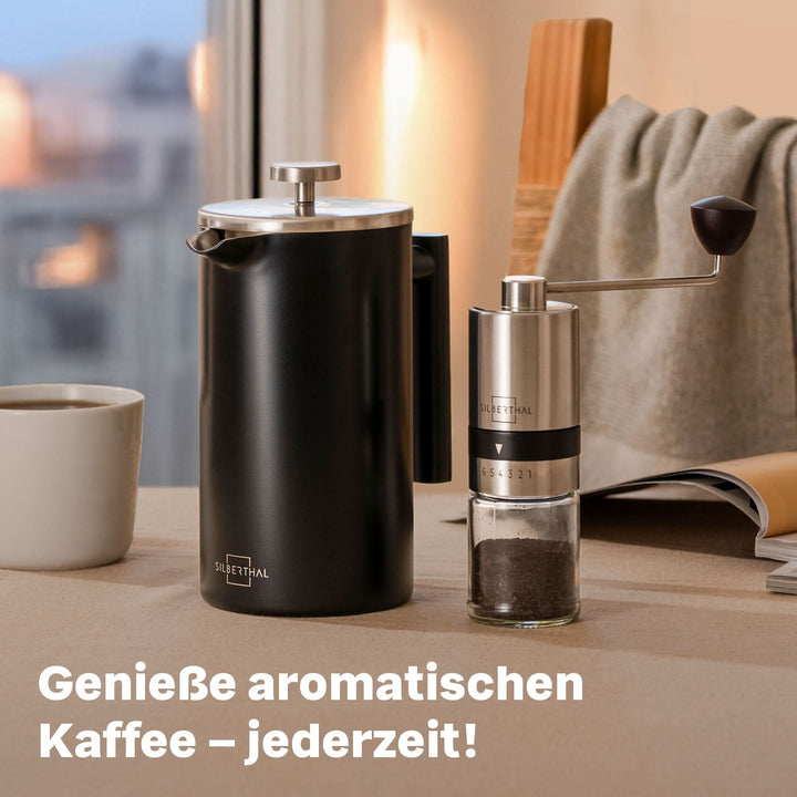 French Press mit Kaffeemühle