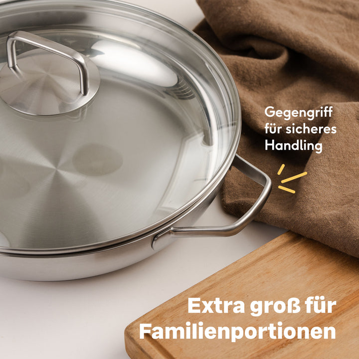 Edelstahlpfanne 32 cm Unbeschichtet