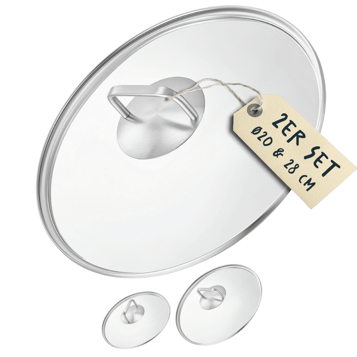 2x Glasdeckel  Set (20+28 cm)