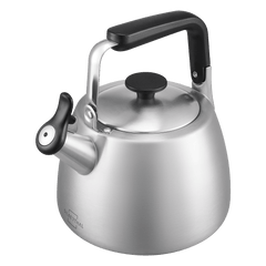 Wasserkessel 1,9 Liter silber aus Edelstahl mit Pfeife und klappbarem Griff