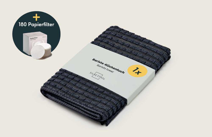 Gratis dazu: Papierfilter & Barista-Tuch