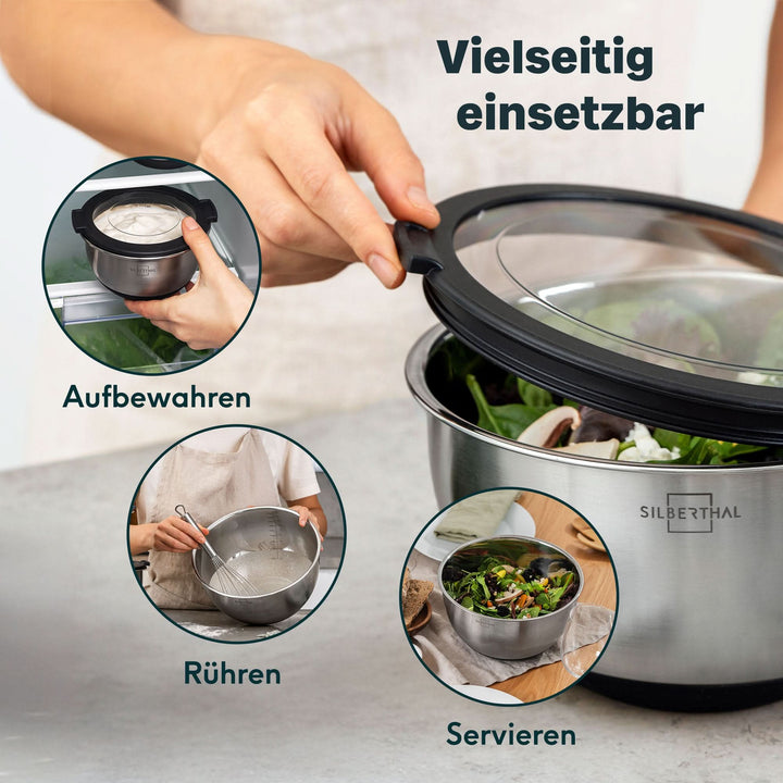Edelstahlschüsseln mit Deckel - 5er Set