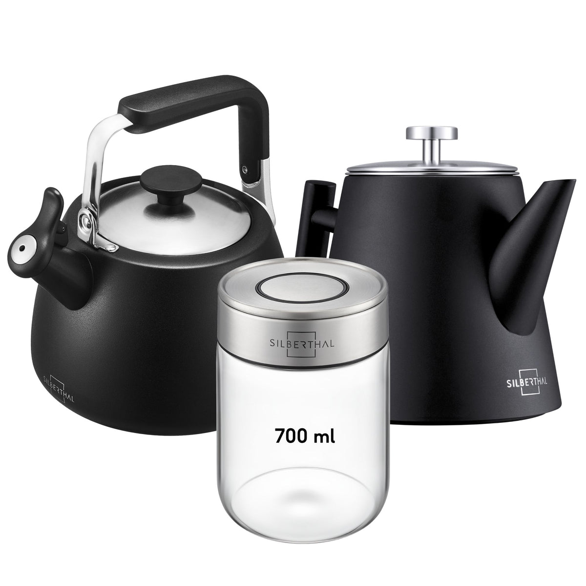 Teekanne mit Wasserkessel & Vorratsglas Set