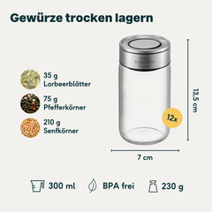 Gewürzgläser 300ml 12er Set