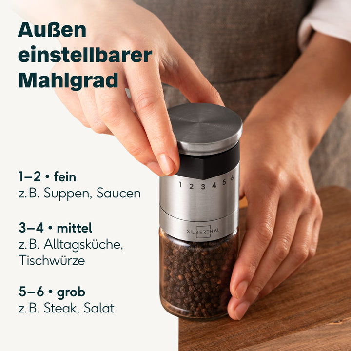 Salz und Pfeffermühle mit Einstellring 2er Set