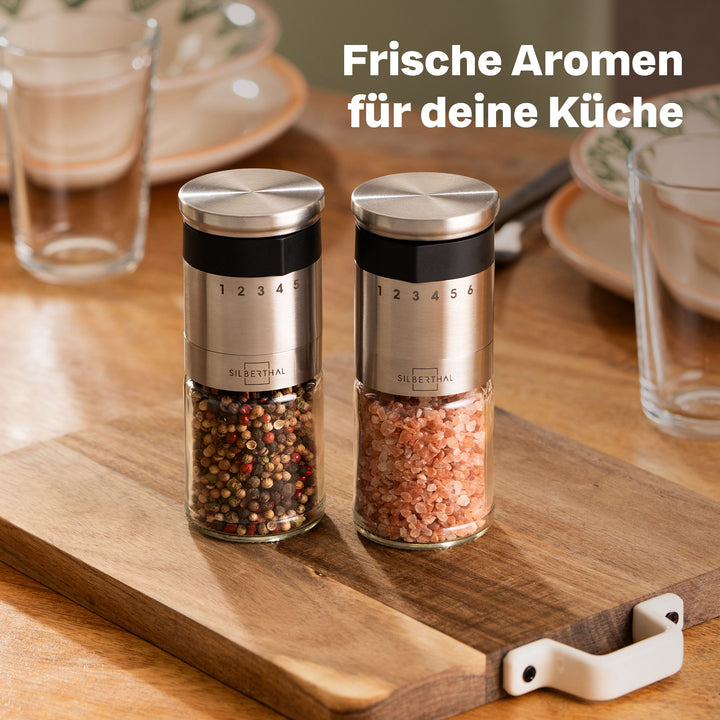 Salz und Pfeffermühle mit Einstellring 2er Set