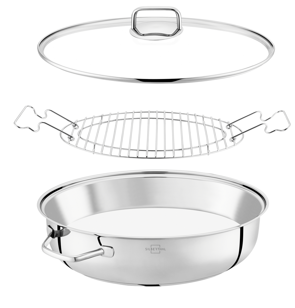 Brätertopf mit Glasdeckel & Gitterrost Set
