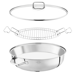 Brätertopf mit Glasdeckel & Gitterrost Set