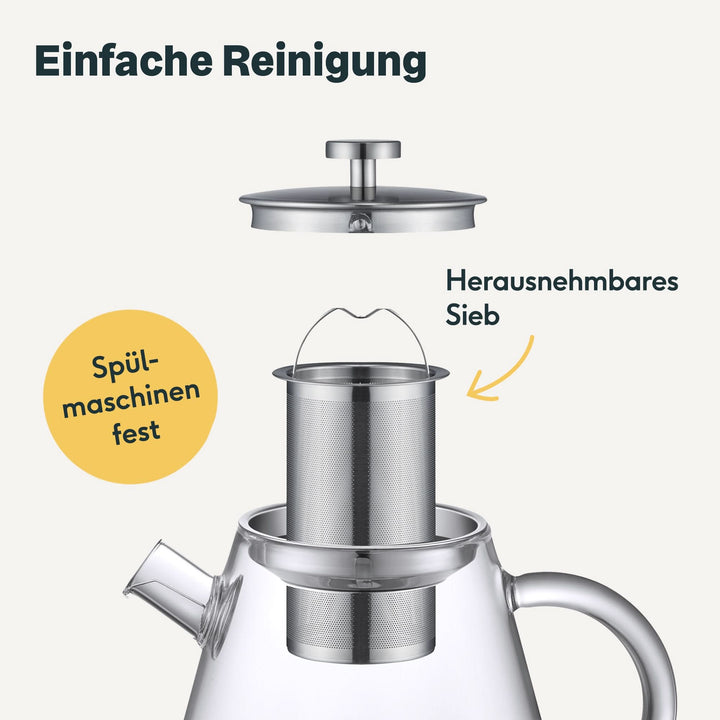 Teekanne Glas mit Sieb - 1,5 Liter
