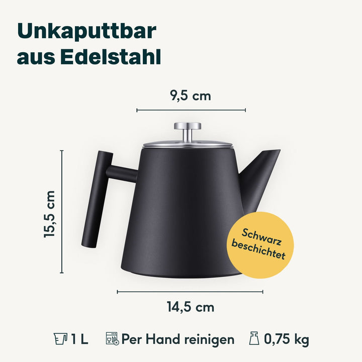 Teekanne Schwarz Matt