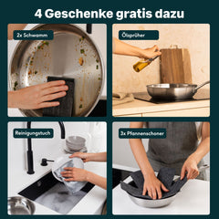 Pfannen & Topfset Unbeschichtet 13-teilig
