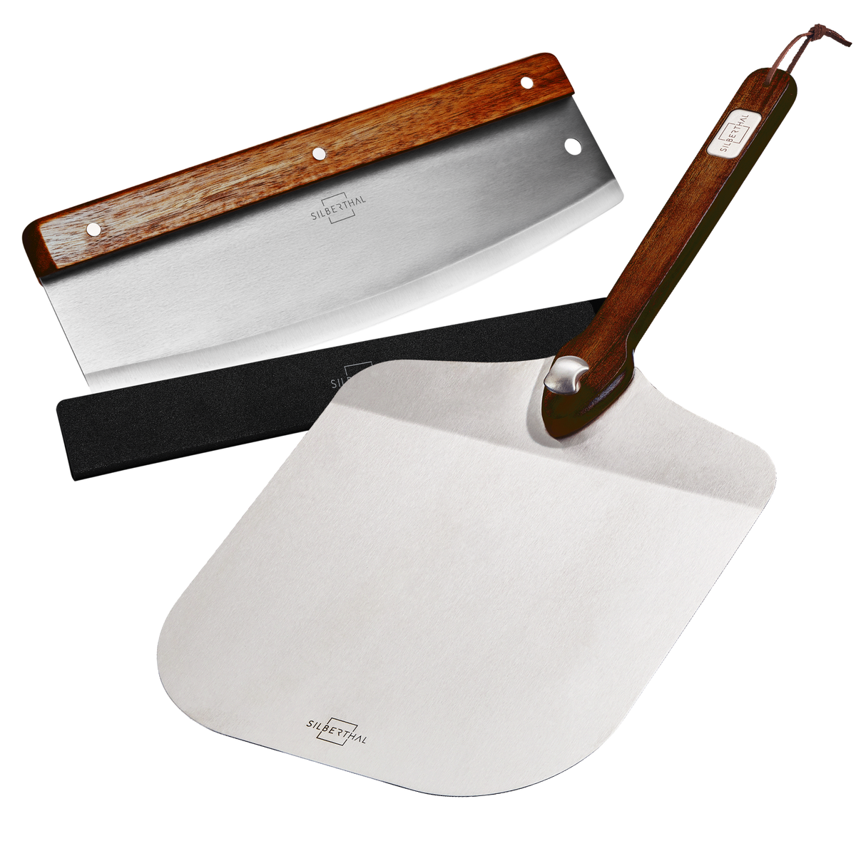 Pizzaschieber mit Wiegemesser Set