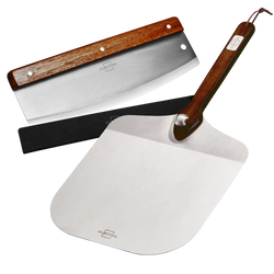 Pizzaschieber mit Wiegemesser Set